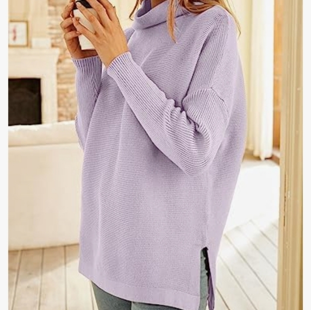 LILLUSORY Women's Mock Turtleneck Sweater Long Batwing Sleeve Size Small